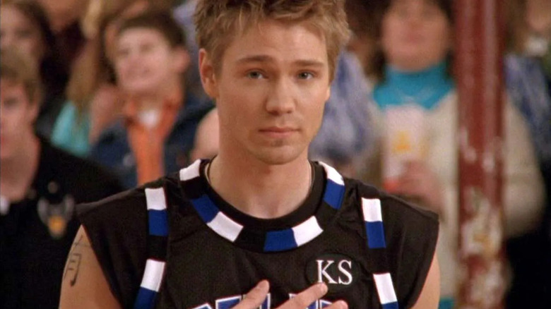 Lucas wearing a basketball jersey in "One Tree Hill."