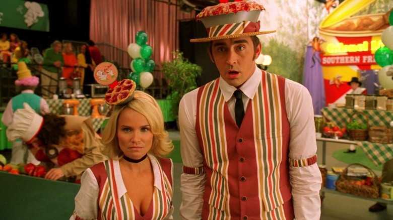 Olive and Ned dressed in striped uniforms in Pushing Daisies