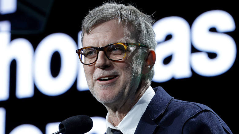 Paul Thomas Anderson speaking at an event in 2023