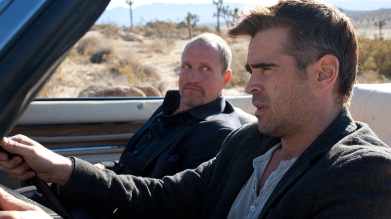 Colin Farrell and Woody Harrelson in a car 