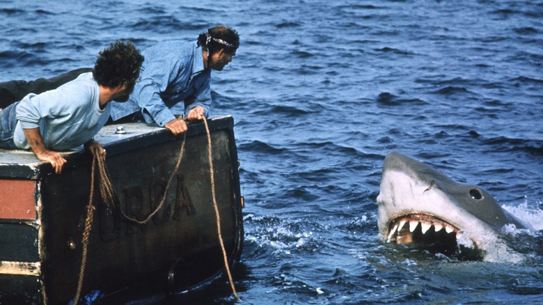 Bruce the shark lunging in for the kill in Jaws (1975)