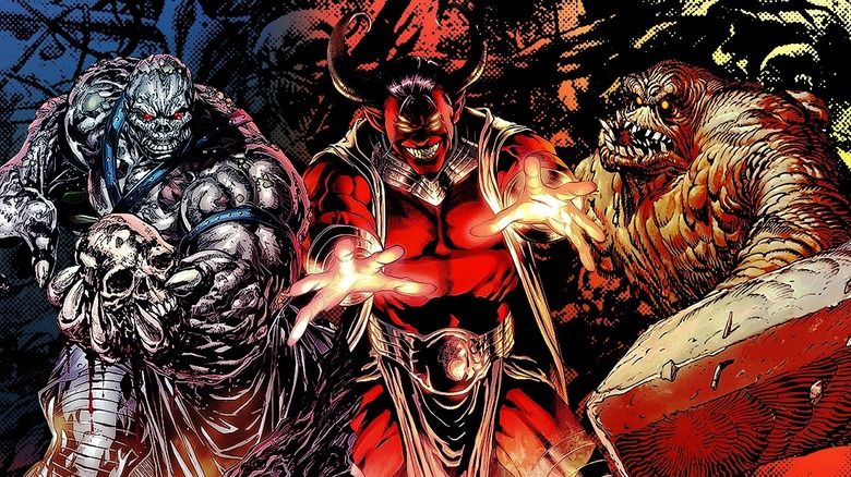 Trigon fighting alongside Clayface and Atrocitus