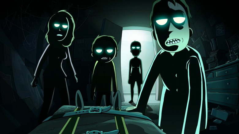 The night family confronting Rick in "Rick and Morty"
