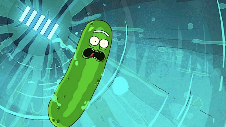 Pickle Rick falling into the sewer in "Rick and Morty"