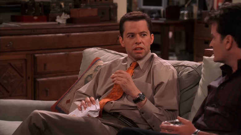 Alan speaking to Charlie Harper in Two and a Half Men