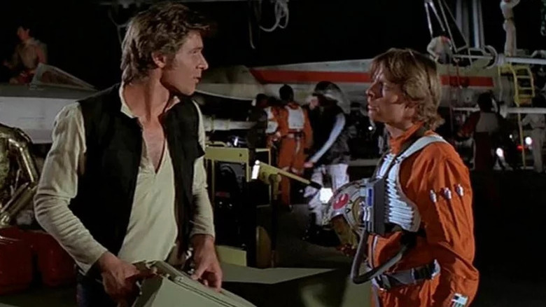 Han Solo and Luke Skywalker battle the Empire in Star Wars.