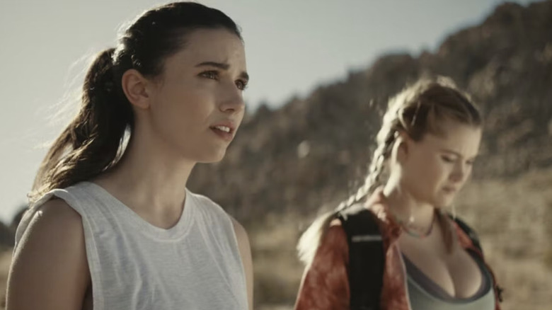 Becky and Hunter prepare to climb in "Fall" (2022)