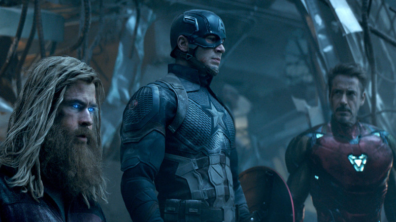 Thor, Cap, and Iron Man prepare for battle in "Avengers: Endgame" (2019)