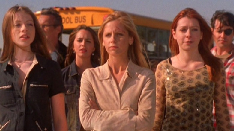 Buffy, Dawn, Willow, and friends from "Buffy the Vampire Slayer" Season 7, Episode 22