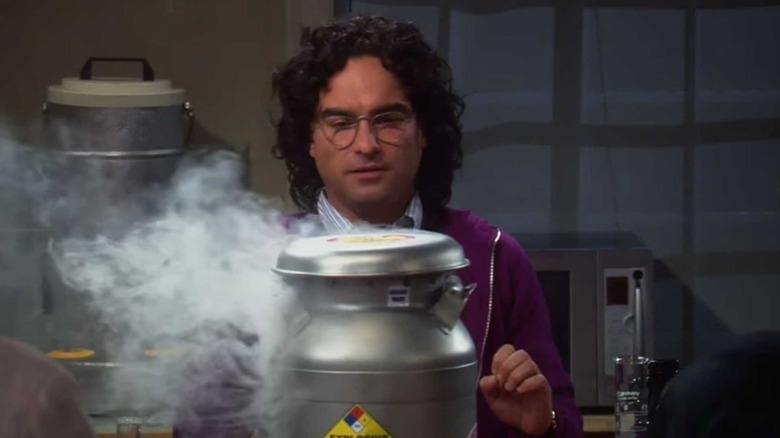 Leonard conducting an experiment in "The Big Bang Theory"
