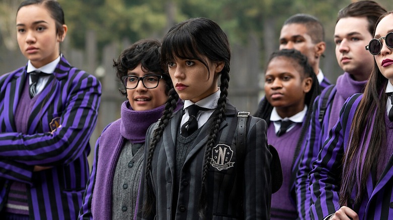 Wednesday Addams among other students in "Wednesday"