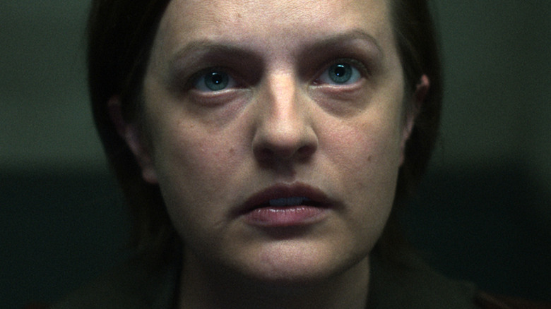 Elisabeth Moss looking concerned 