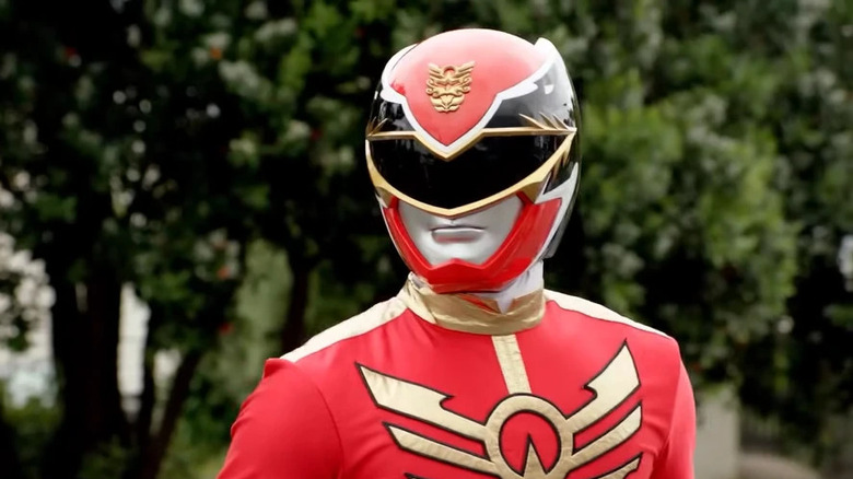 Troy Burrows in his Megaforce Red costume on Power Rangers: Megaforce"