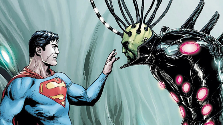 Superman confronting Brainiac