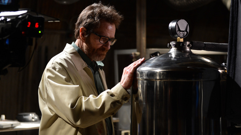 Walter White touching a metal boiler in "Breaking Bad"
