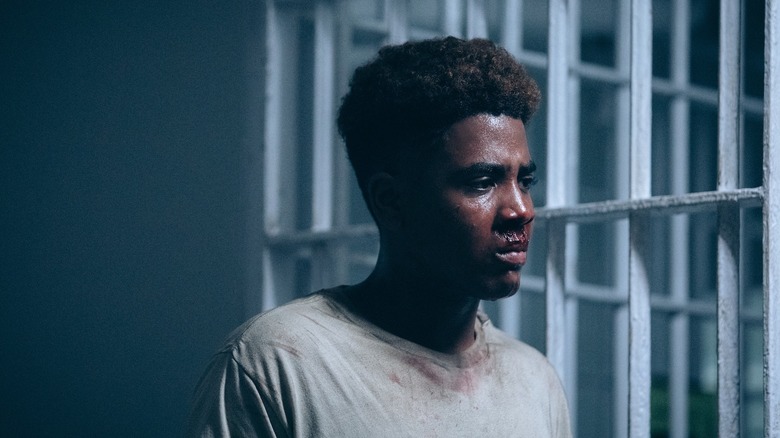 A hurt Korey in jail in "When They See Us" (2019)