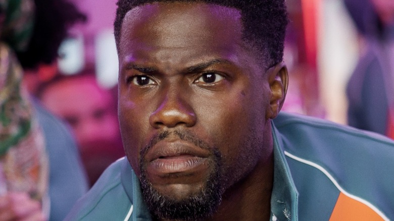 Kevin Hart stares intently in close-up