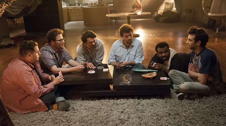 The cast of This is the End bonding around a table