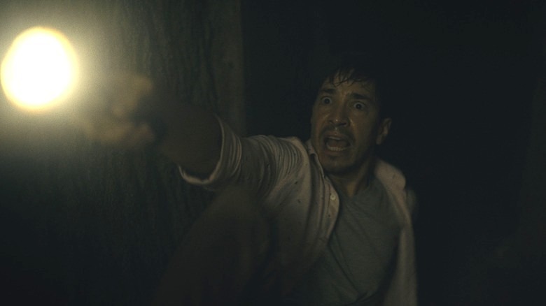 Barbarian's Justin Long looking shocked