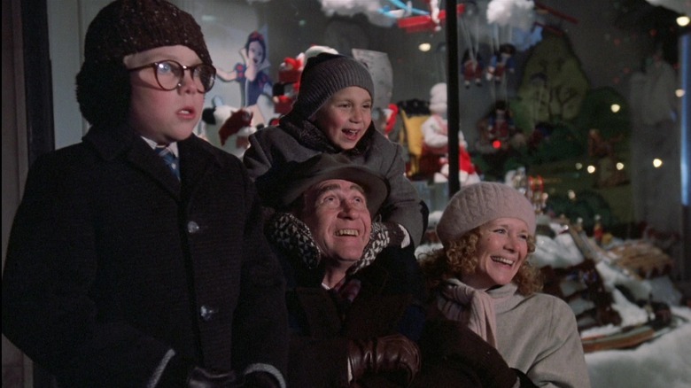 Ralphie and his family at the department store in A Christmas Story