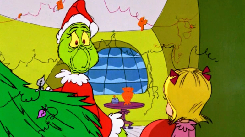 Cindy catches the Grinch dressed as Santa in How the Grinch stole Christmas