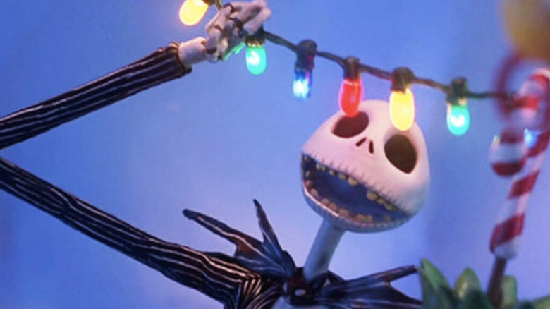 Jack puts up Christmas lights in The Nightmare Before Christmas
