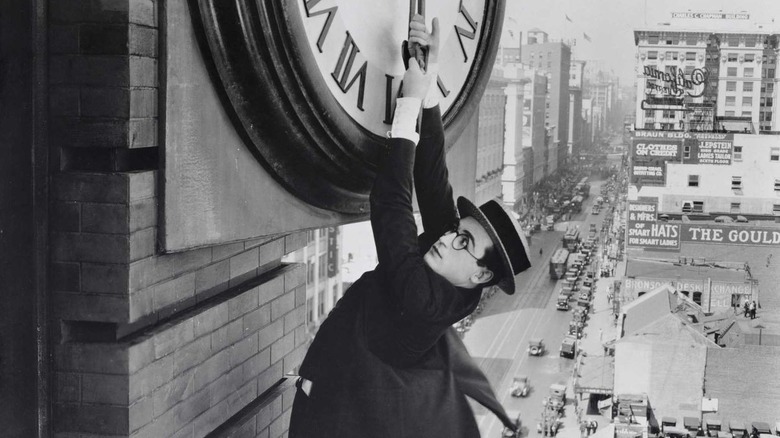 The Boy dangling from a clock tower in "Safety Last!" (1923)