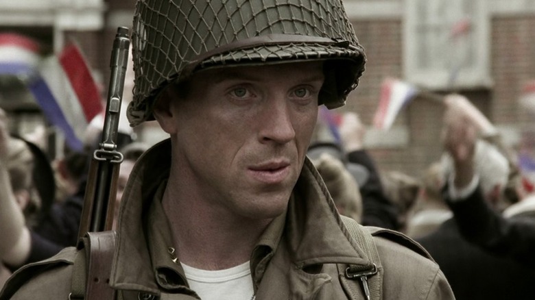 Major Dick Winters parading through France on Band of Brothers (2001)