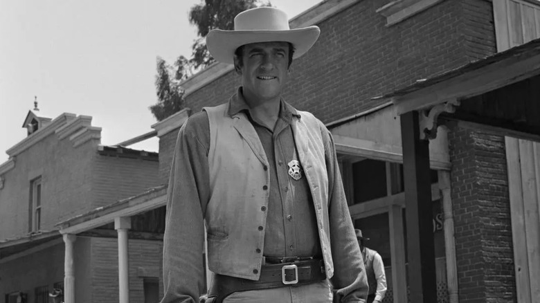 Marshal Matt Dillon stands in the middle of Dodge City on Gunsmoke (1955-1975)