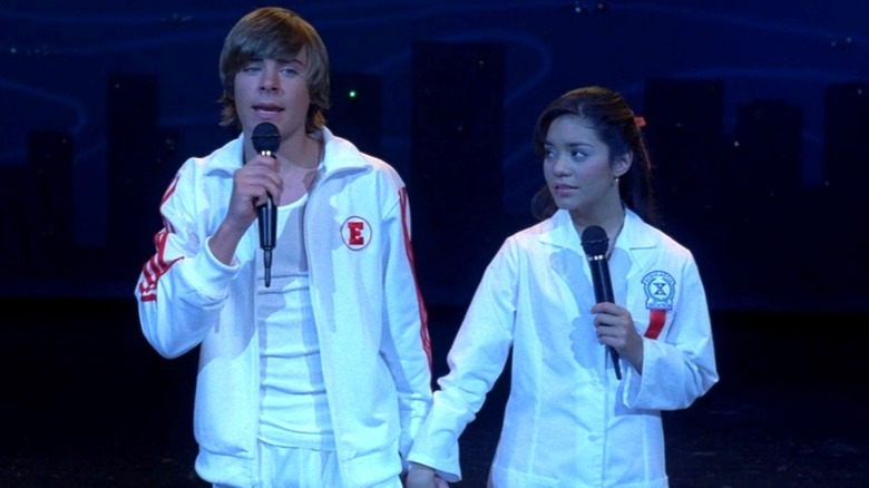 Troy Bolton sings with Gabriella Montez in High School Musical