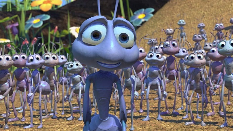 Flik makes a speech in "A Bug's Life" (1998)