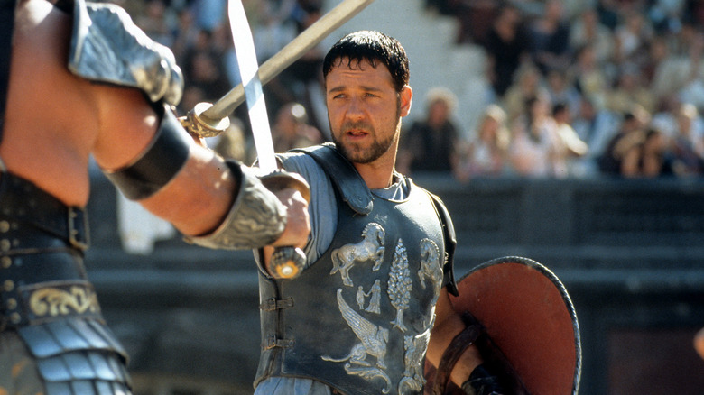 Maximus fights in the colosseum in "Gladiator" (2000)