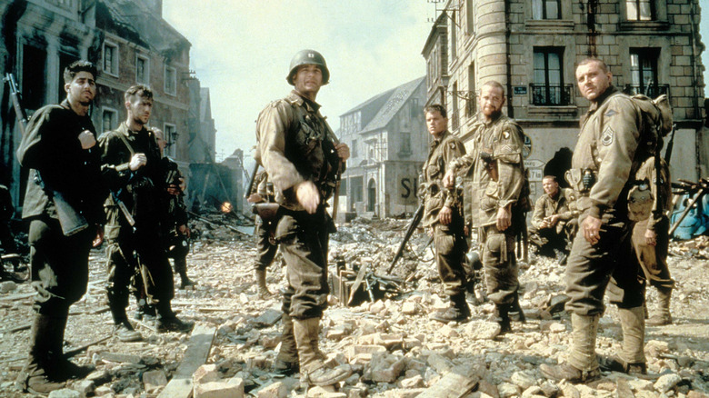 Captain Miller and his platoon prepare for battle in "Saving Private Ryan" (1998)