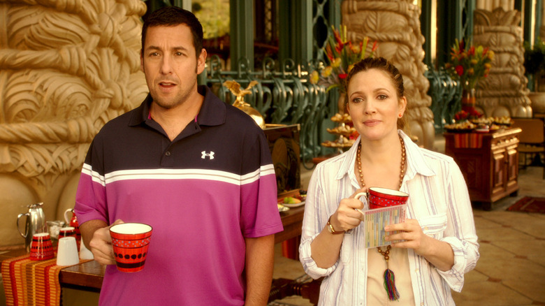 Jim and Lauren holding coffee cups in Blended (2014)