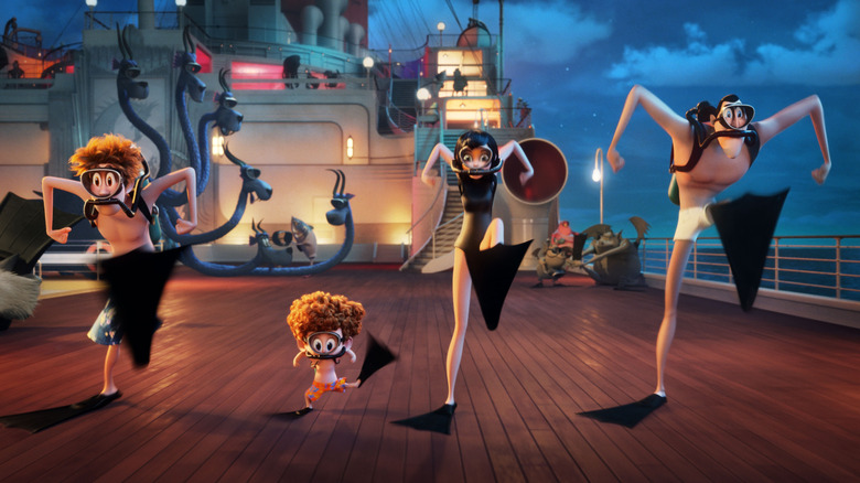 Drac, Mavis, and family in scuba gear in Hotel Transylvania 3: Summer Vacation (2018)