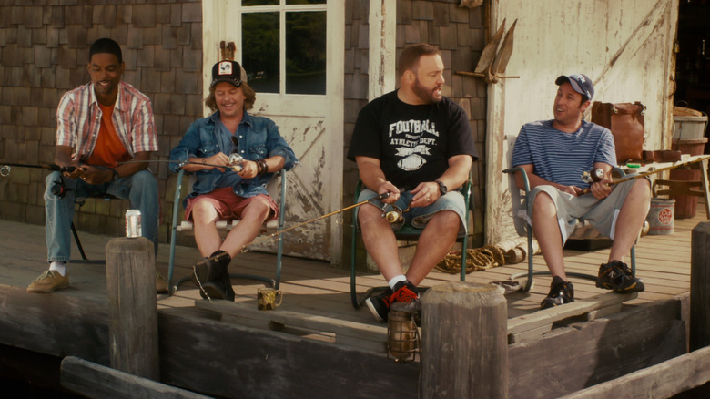 Kurt, Marcus, Eric, and Lenny fishing in Grown Ups (2010)