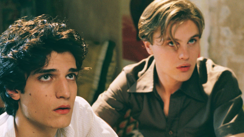 Theo and Matthew looking up