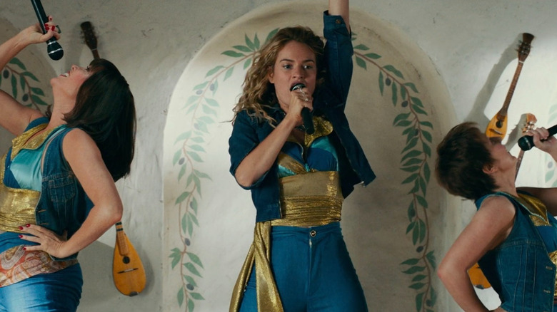 Donna performing with Tanya and Rose in Mamma Mia! Here We Go Again