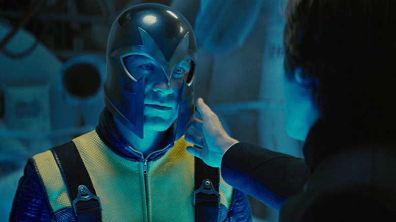 Magneto wearing his helmet in X-Men: First Class
