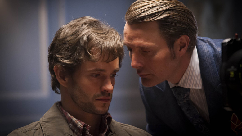 Hannibal leaning into Will in Hannibal