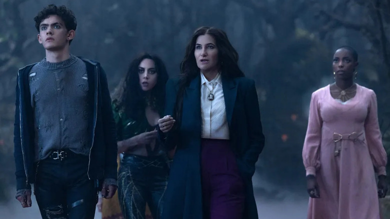 Agatha leads her coven on the Witches' road in Agatha All Along.