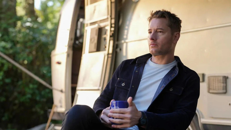 Colter Shaw sips coffee outside his RV in "Tracker" (2024-present)