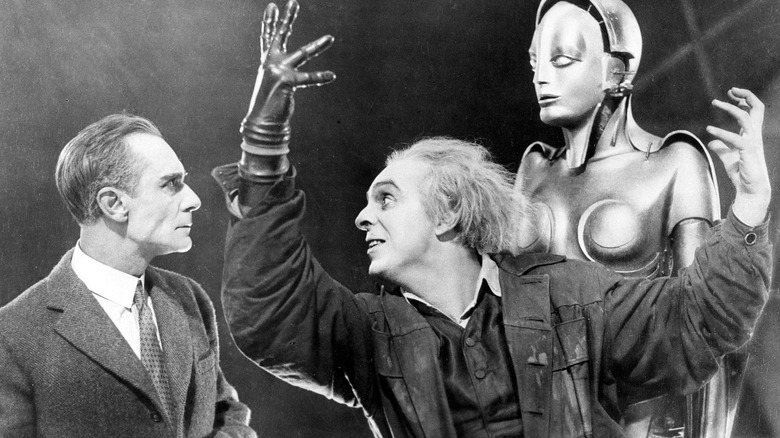 Joh Fredersen, Rotwang, and Maria in "Metropolis"