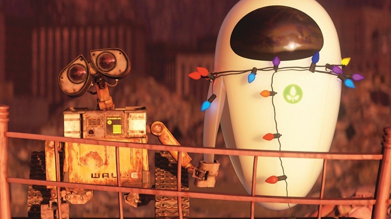 WALL-E and EVE holding hands in "WALL-E"