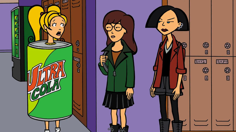 Brittany talking to Daria and Jane in the hallway on Daria