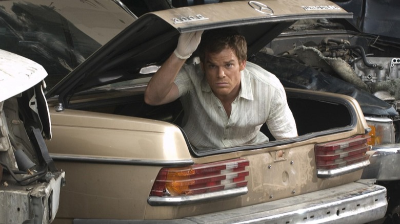 Dexter pops out of a trunk in "Dexter" (2006-2013)