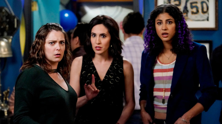 Rebecca Valencia and Heather looking surprised on Crazy Ex-Girlfriend