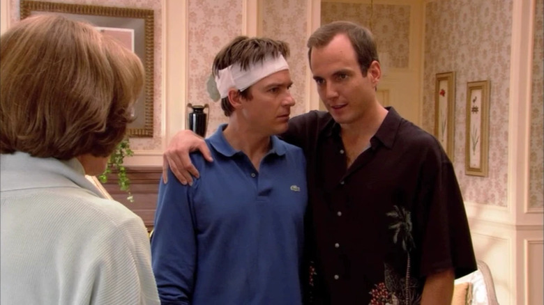 Gob puts his arm around a confused Michael in Arrested Development