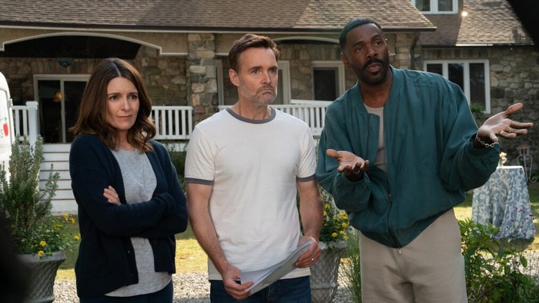 Kate, Jack, and Danny stand in front of the house and look confused in Four Seasons.