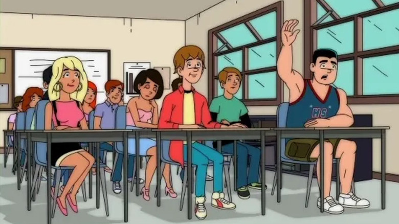The gang in class in "High School USA!"